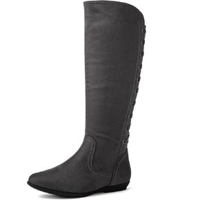GLOBALWIN Women's Knee-High Fashion Boots Wide Calf Flat Dressy Fall Winter Fashion Boots For Women