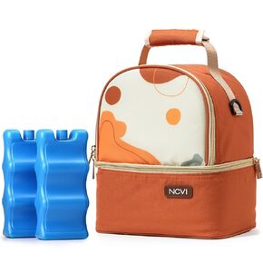 NCVI Breastmilk Cooler Bag with 2 Ice Pack, Breast Pump Bag with Cooler Fits 6 Bottles, Double Layer Breast Milk Baby Bottle Cooler Bag, for Travel, Nursing Mom Daycare, Work, Picnic (Pink)
