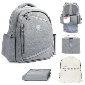 Neoprene Diaper Bag Backpack - Wearable Breast Pump Bag With Cooler bag, Breast Pump Travel Bag - Baby Diaper Bag for Mom with Pockets, Changing Pad & Best Gift for Mothers Pumping Bag, Grey (Large) in Saudi Arabia