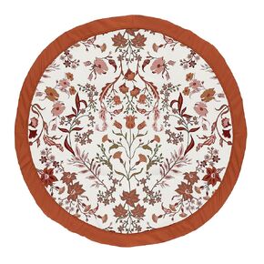 Sweet Jojo Designs Ivory and Orange Boho Vintage Floral Girl Baby Play Mat Tummy Time Activity Infant Playmat Playpen Tent Teepee Floor Bohemian Rust Leaves Botanical Flower Farmhouse Green Fringe
