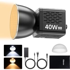 ULANZI 40W Pro Portable LED Video Light with DC Power Adapter, 3400mAh Build-in Battery Metal Mini Dual Color Temperature COB Continuous Output Lighting Handheld Spotlight 2500K-6500K for Video
