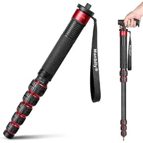 Manbily Monopod for Camera, C-777L 36mm Tube Carbon Fiber Camera Monopod with Walking Stick Handle, Portable Compact Lightweight Travel Monopod for DSLR Cameras