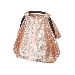 Baby Car Seat Cover Canopy - Rose Gold Sparkle Sequin - Multi-use Breastfeeding Cover, Infant Stroller Canopy, Baby Girl Shower Gift, Universally Fits All Carseats