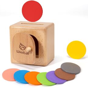 Montessori Coin Box for Toddlers, Montessori Toys for Babies 18+ Months, Natural Wood Object Permanence Toys for Baby, Toddler Educational Easter Toys, Fine Motor Skills Game for Boys Girls