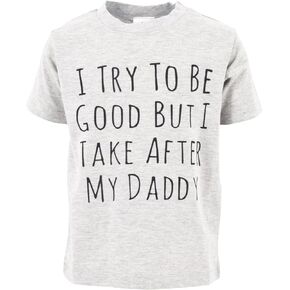 Unique Baby Boys Fathers Day Funny Kids T Shirt Take After Dad (6) Grey
