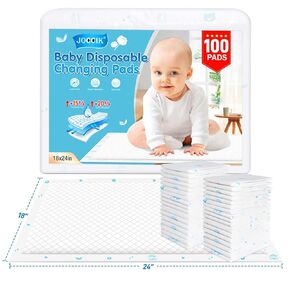 Disposable Changing Pads for Baby 15% Thicker Super Absorbent 100 Pack Large Baby Underpads Ultra Soft 18x24in
