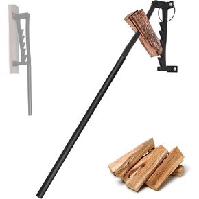 Xverycan Wall Mounted Kinding Splitter, Upgraded Firewood Cracker with Extended Handles for Less Effort, Heavy Duty Portable Manual Wood Log Splitter with Safety Ring, for Fireplace Heating, Campfire