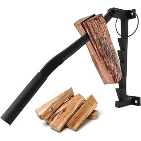 Xverycan Wall Mounted Kinding Splitter, Upgraded Firewood Cracker with Extended Handles for Less Effort, Heavy Duty Portable Manual Wood Log Splitter with Safety Ring, for Fireplace Heating, Campfire