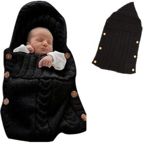 Newborn Baby Wrap Swaddle Blanket, Kids Wool Knit Swaddle Kids Sleeping Bag Stroller Wrap Sleep Sacks (White)