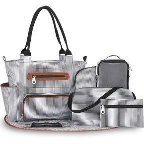 8Pcs Baby Nappy Diaper Bags Set for Mom Dad Mummy Handbags Multifunctional Diaper Changing Bags