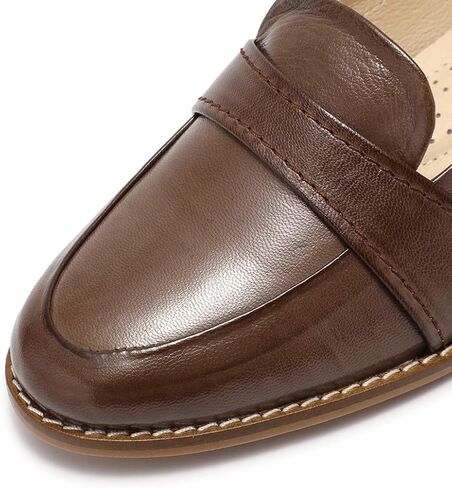 Mona flying Women's Leather Dress Penny Loafers Slip On Flats Office Ladies Casual Shoes in Saudi Arabia