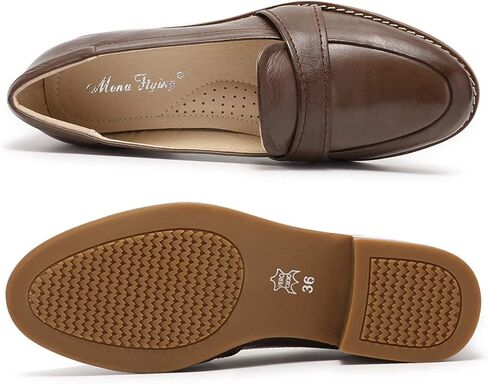 Mona flying Women's Leather Dress Penny Loafers Slip On Flats Office Ladies Casual Shoes in Saudi Arabia