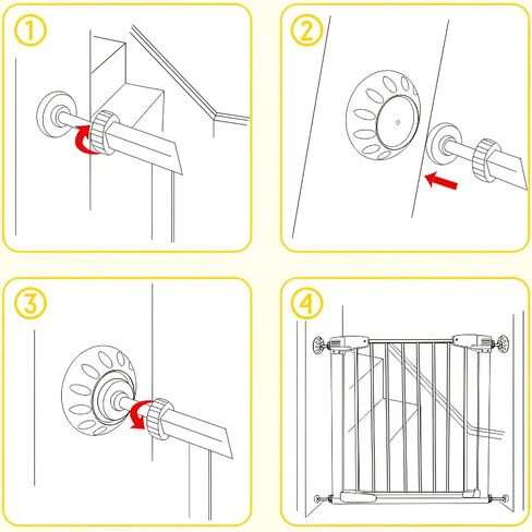 4 Pack Gate Wall Protector with Threaded Spindle Rods M10, Pressure Mounted Gate Extender Extension, Dog Gate Banister Adapter, Pet Gate Wall Cups Replacement Parts Hardware for Stairs in Kuwait