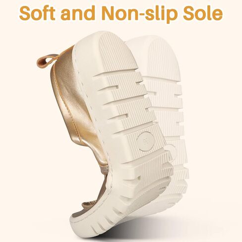 أحذية نسائية جلدية بدون كعب أحذية مسطحة سهلة الارتداء أحذية بدون كعب كاجوال مريحة وخفيفة الوزن in Kuwait