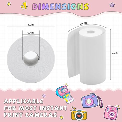 10 لفات من ورق طباعة الكاميرا الفورية للأطفال، ورق حراري بدون رابط يناسب معظم كاميرات الأطفال، طباعة فورية لكاميرا الأطفال، لوازم هدايا الكاميرا الرقمية للأطفال in Kuwait