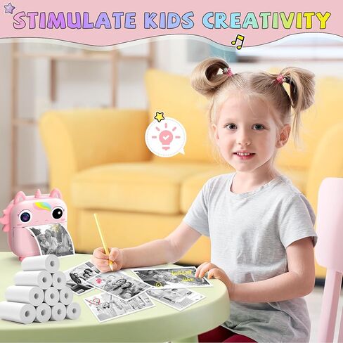 10 لفات من ورق طباعة الكاميرا الفورية للأطفال، ورق حراري بدون رابط يناسب معظم كاميرات الأطفال، طباعة فورية لكاميرا الأطفال، لوازم هدايا الكاميرا الرقمية للأطفال in Kuwait