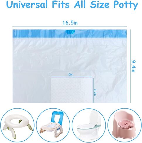 Disposable Potty Chair Liners with Drawstring for Universal Potty Training Toilet Seat, Toddler Portable Outdoors Travel Toilet Liners with Super Absorbent Pad - 60 Pack in Saudi Arabia