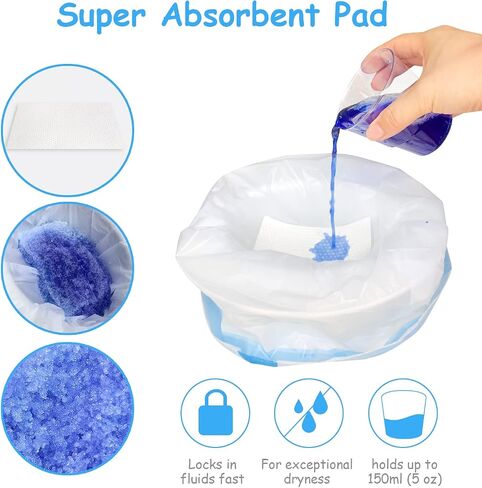 Disposable Potty Chair Liners with Drawstring for Universal Potty Training Toilet Seat, Toddler Portable Outdoors Travel Toilet Liners with Super Absorbent Pad - 60 Pack in Saudi Arabia