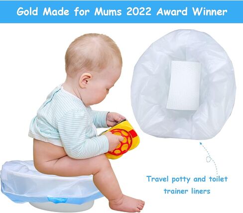 Disposable Potty Chair Liners with Drawstring for Universal Potty Training Toilet Seat, Toddler Portable Outdoors Travel Toilet Liners with Super Absorbent Pad - 60 Pack in Saudi Arabia
