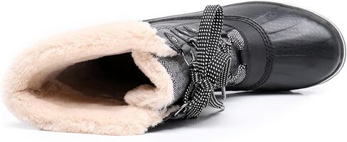 GAWBAW Women's Mid-Calf Waterproof Winter Snow Boots - Warm Faux Fur Lined Duck Boots Cold Weather Lace Up Fashion Boots in Kuwait