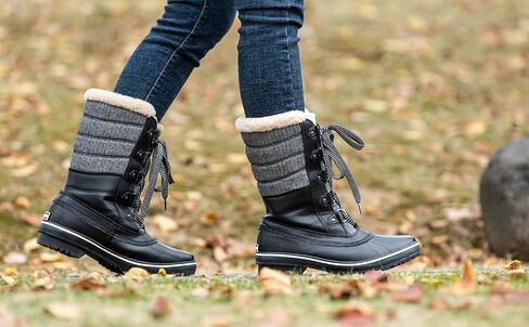 GAWBAW Women's Mid-Calf Waterproof Winter Snow Boots - Warm Faux Fur Lined Duck Boots Cold Weather Lace Up Fashion Boots in Kuwait