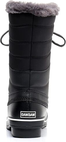 GAWBAW Women's Mid-Calf Waterproof Winter Snow Boots - Warm Faux Fur Lined Duck Boots Cold Weather Lace Up Fashion Boots in Kuwait