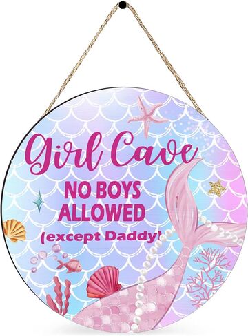 Girl Cave Sign Nursery Decor, Mermaid Room Decor for Baby Girls Bedroom, Wooden Little Baby Girl Nursery Wall Decor, Pink Purple Nursery Decor in Saudi Arabia