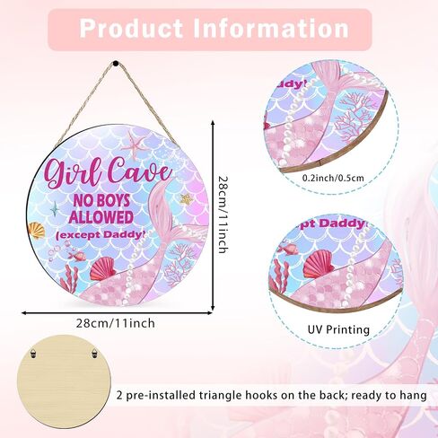 Girl Cave Sign Nursery Decor, Mermaid Room Decor for Baby Girls Bedroom, Wooden Little Baby Girl Nursery Wall Decor, Pink Purple Nursery Decor in Saudi Arabia