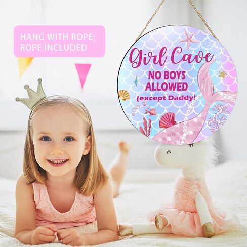 Girl Cave Sign Nursery Decor, Mermaid Room Decor for Baby Girls Bedroom, Wooden Little Baby Girl Nursery Wall Decor, Pink Purple Nursery Decor in Saudi Arabia