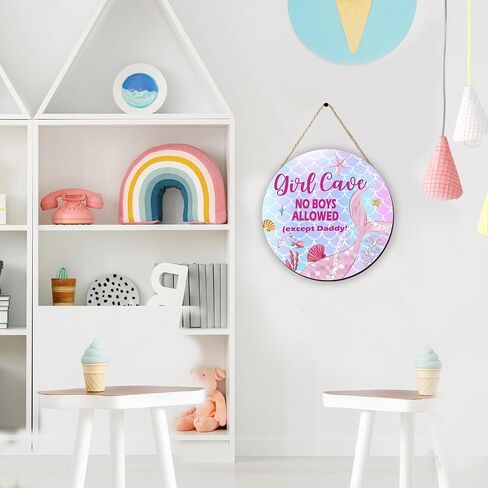 Girl Cave Sign Nursery Decor, Mermaid Room Decor for Baby Girls Bedroom, Wooden Little Baby Girl Nursery Wall Decor, Pink Purple Nursery Decor in Saudi Arabia