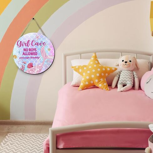 Girl Cave Sign Nursery Decor, Mermaid Room Decor for Baby Girls Bedroom, Wooden Little Baby Girl Nursery Wall Decor, Pink Purple Nursery Decor in Saudi Arabia