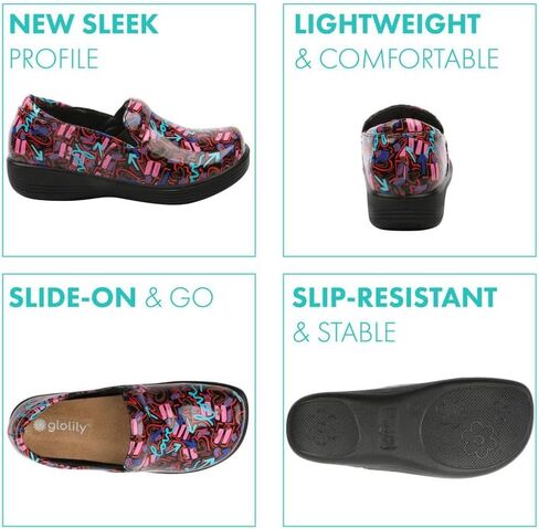 Glolily Kate Women's Slip-On Shoe - Professional Lightweight Extra Cushion, Slip-Resistant Work Shoe with Removeable Supportive Orthothic Arch Support Footbed in Kuwait