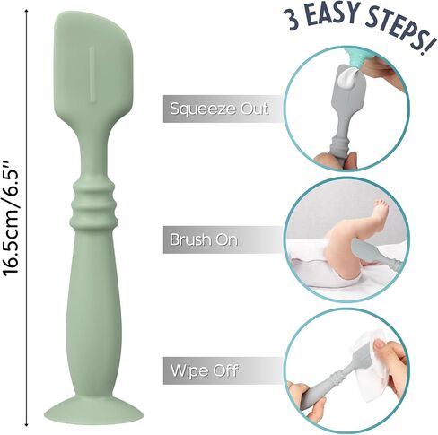 3 Packs Silicone Diaper Cream Applicator with Suction Base, Diaper Cream Spatula Applicator for Babies, Soft Silicone Diaper Cream Brush (Sage/Ether/Natural) in Saudi Arabia