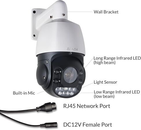 SUNBA 4K 30X Optical Zoom IP PoE+ Outdoor PTZ Camera Outdoor, Two-Way Audio High Speed Security PTZ Dome, Long Range Infrared Night Vision up to 1000ft (405-D30X 4K) in Kuwait