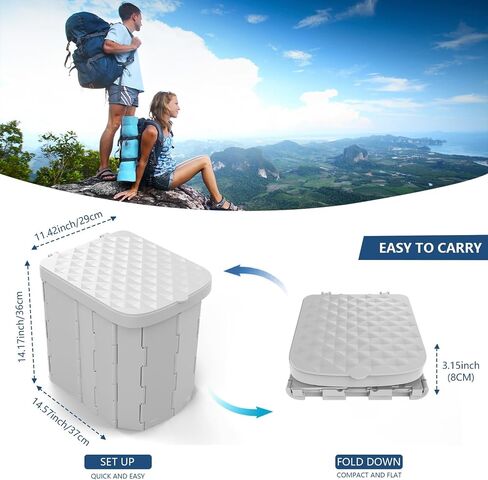 Portable Camping Toilet for Adults - Hapoon XL Portable Folding Toilet with Lid,Travel Portable Potty for Adults,Porta Potty Car Toilet,12 Toilet bags, 12 pack Liquid Waste Gel,Black in Saudi Arabia