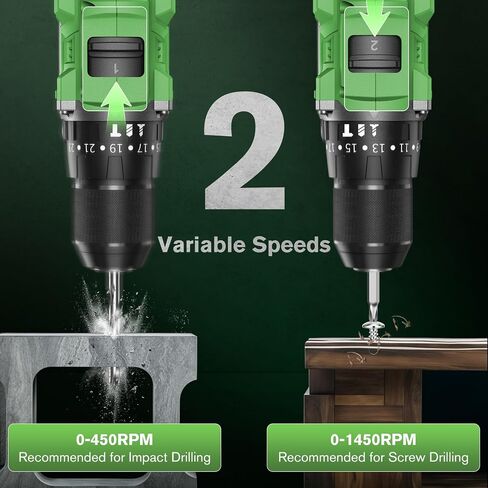 Ginour 21V Brushless Cordless Drill Set Power Drill Set with 2 Batteries and Charger, 23+3 Torque, Brushless Electric Drill Driver Hammer Impact Drill Set, 3/8-Inch Keyless Chuck, 2 Variable Speed in Saudi Arabia