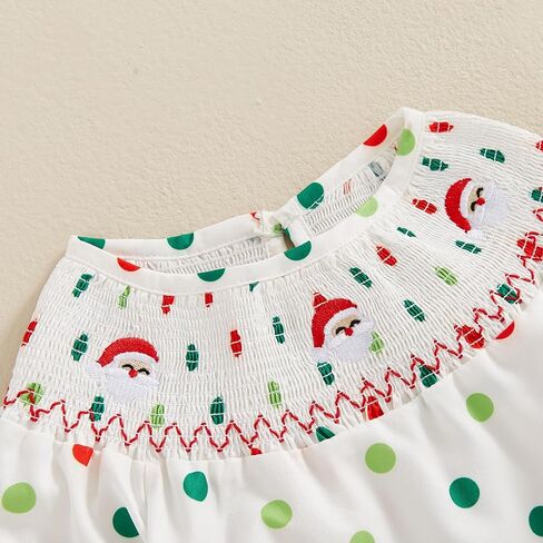 Engofs Baby Girl Christmas Outfit Toddler Long Sleeve Embroidery Smocked Romper in Kuwait