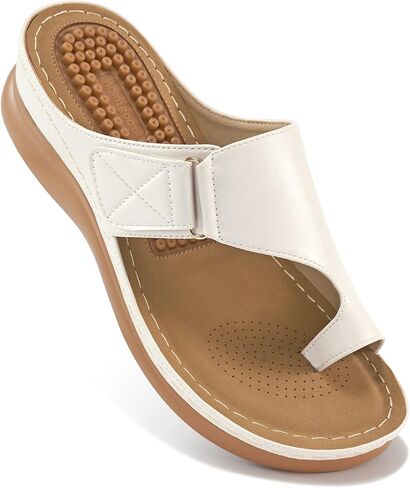 صنادل Aomigoct للنساء أحذية بكعب عريض: صنادل مريحة لتقويم العظام قابلة للتعديل للنساء، شبشب صيفي أنيق، حلقة خطافية للمشي كاجوال in Kuwait