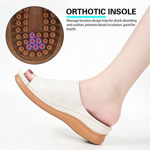 صنادل Aomigoct للنساء أحذية بكعب عريض: صنادل مريحة لتقويم العظام قابلة للتعديل للنساء، شبشب صيفي أنيق، حلقة خطافية للمشي كاجوال in Kuwait