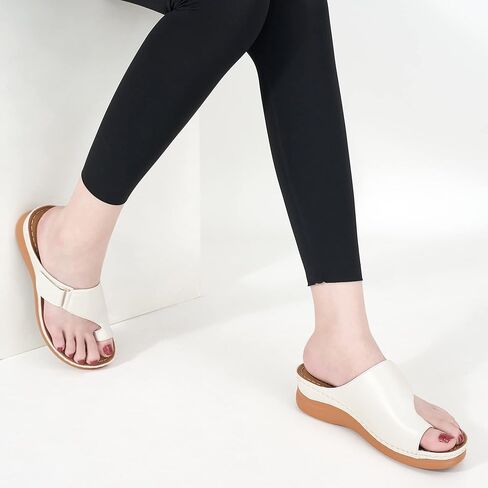 صنادل Aomigoct للنساء أحذية بكعب عريض: صنادل مريحة لتقويم العظام قابلة للتعديل للنساء، شبشب صيفي أنيق، حلقة خطافية للمشي كاجوال in Kuwait