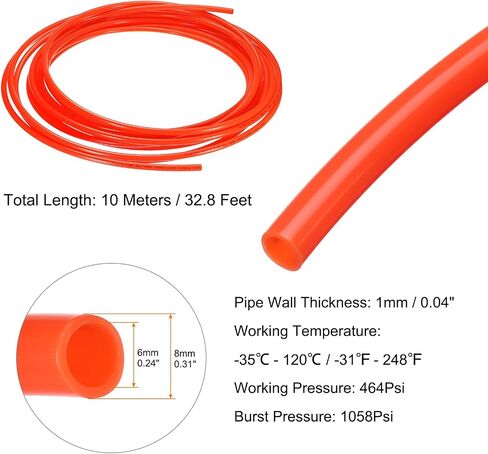HARFINGTON Pneumatic Air Line Tubing 6mm OD x 4mm ID 10 Meters(32.8 FT) Air Compressor Nylon Tubes Polyamide Air Tubing Hose Tube for Air Compressor Water Fluid Transfer, Clear in Saudi Arabia