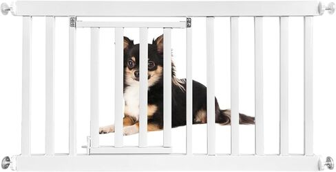 Short Dog Gate,35.4''-37.7'' Width Metal Expandable Puppy Gate with Adjustable Dog Door Easily Step Over Pet Gate Simple Installation Dog Gate Safety Pet Gate Indoor(19.6''Tall) in Saudi Arabia