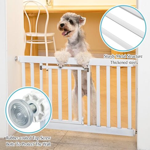 Short Dog Gate,35.4''-37.7'' Width Metal Expandable Puppy Gate with Adjustable Dog Door Easily Step Over Pet Gate Simple Installation Dog Gate Safety Pet Gate Indoor(19.6''Tall) in Saudi Arabia
