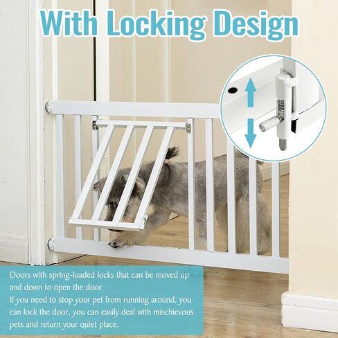Short Dog Gate,35.4''-37.7'' Width Metal Expandable Puppy Gate with Adjustable Dog Door Easily Step Over Pet Gate Simple Installation Dog Gate Safety Pet Gate Indoor(19.6''Tall) in Saudi Arabia