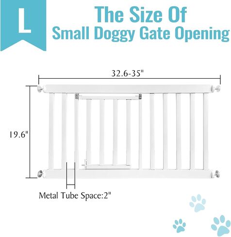 Short Dog Gate,35.4''-37.7'' Width Metal Expandable Puppy Gate with Adjustable Dog Door Easily Step Over Pet Gate Simple Installation Dog Gate Safety Pet Gate Indoor(19.6''Tall) in Saudi Arabia