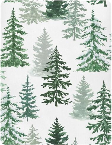 Pfrewn Christmas Crib Sheets for Boys Girls Woodland Rustic Forest Pine Trees Fitted Crib Sheet for Mini Crib Mattress Stretch Soft Winter Pattern Toddler Baby Playard Sheet,39x27IN in Kuwait