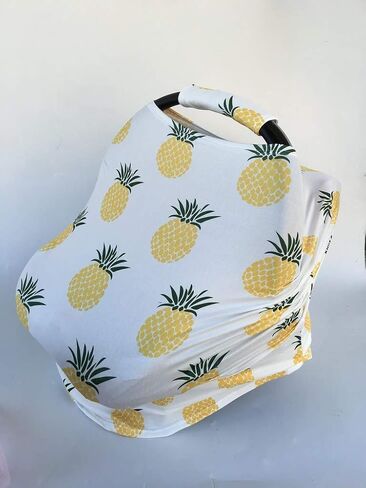 Stretchy Infant Car Seat Canopy Cover, Jersey Car Seat Cover Elastic Nursing Scarf Privacy Cover with Matching Car Seat Handle Cover and Baby Hat, Color08JY05 in Saudi Arabia