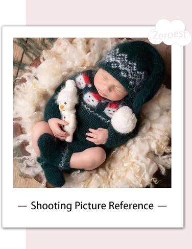 Zeroest Newborn Photography Outfits Props Christmas Baby Photoshoot Boy Girl Photo Knit Eif Onesie Hat Socks Xmas Green Set in Saudi Arabia