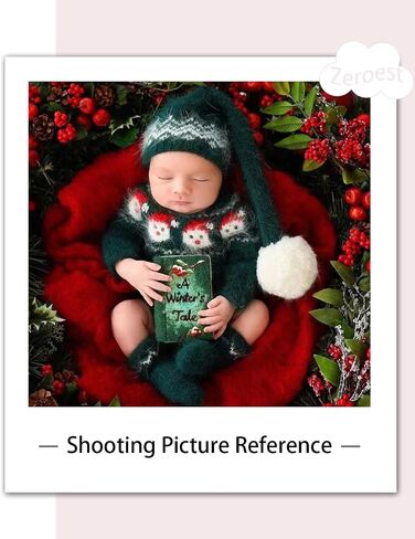 Zeroest Newborn Photography Outfits Props Christmas Baby Photoshoot Boy Girl Photo Knit Eif Onesie Hat Socks Xmas Green Set in Saudi Arabia