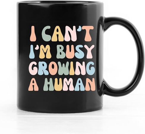 QUICQOD Funny New Mom Gifts,Pregnancy Coffee Tea Mug Cup,Pregnancy Announcement Gifts for Mom to Be, I Can't I'm Busy Growing A Human Ceramic Mug 11 Oz in Saudi Arabia